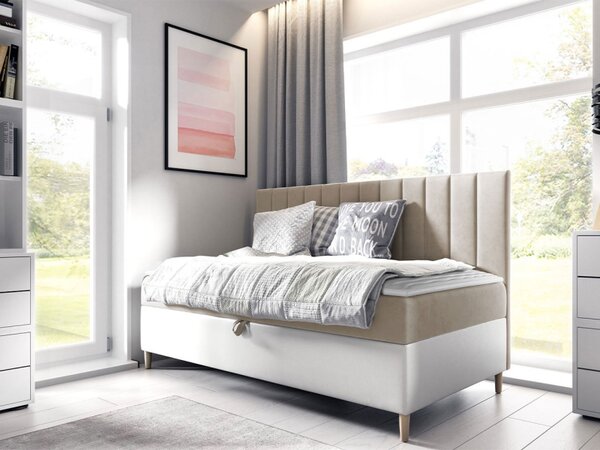 Kontinentální postel Junior Kamire 2, Rozměr postele: 80x200, Barva:: ekokůže Soft 017 (bílá) + Fresh 01 5903211192036