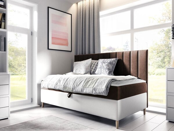 Kontinentální postel Junior Kamire 2, Rozměr postele: 80x200, Barva:: ekokůže Soft 017 (bílá) + Fresh 01 5903211192036