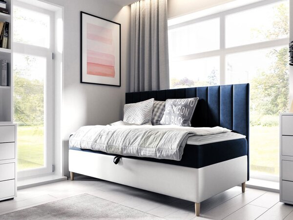 Kontinentální postel Junior Kamire 2, Rozměr postele: 80x200, Barva:: ekokůže Soft 017 (bílá) + Fresh 01 5903211192036