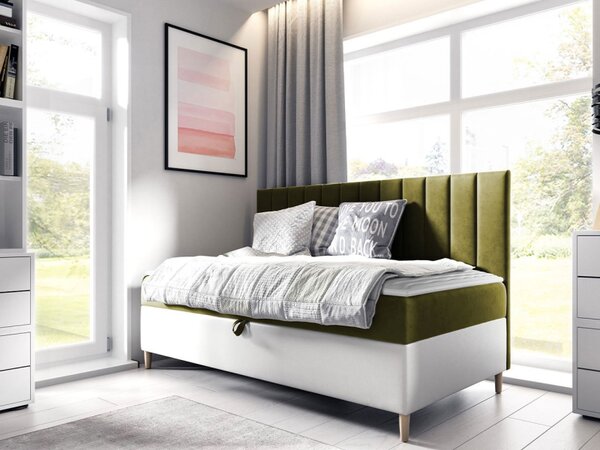 Kontinentální postel Junior Kamire 2, Rozměr postele: 80x200, Barva:: ekokůže Soft 017 (bílá) + Fresh 01 5903211192036