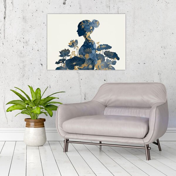 Obraz - Mramorový profil ženy (70x50 cm)