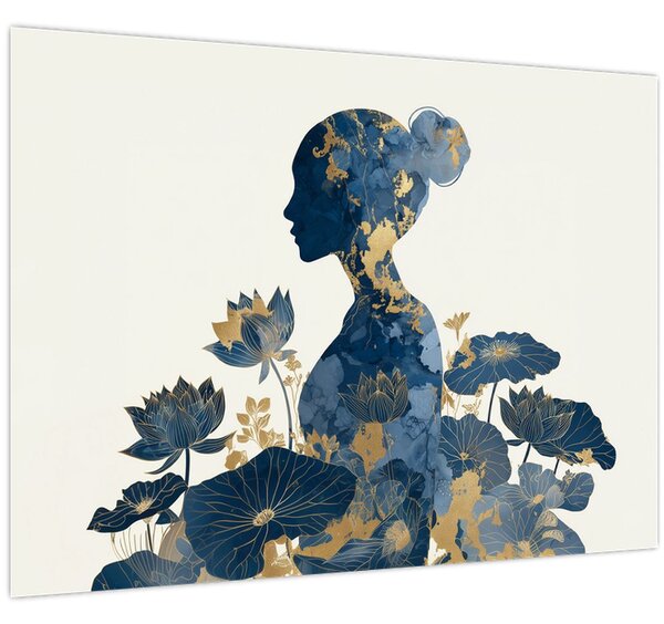 Obraz - Mramorový profil ženy (70x50 cm)