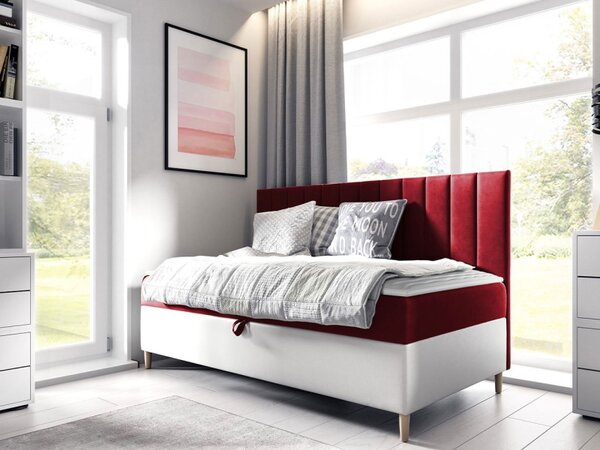 Kontinentální postel Junior Kamire 2, Rozměr postele: 80x200, Barva:: ekokůže Soft 017 (bílá) + Fresh 01 5903211192036