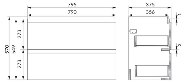 Cersanit Moduo skříňka 79.5x37.5x57 cm pod umyvadlo závěsná béžová S590-107-DSM
