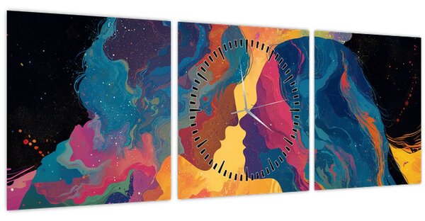 Obraz - Vesmírná láska (s hodinami) (90x30 cm)