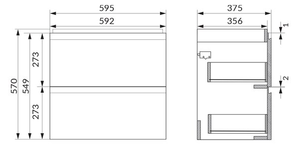 Cersanit Moduo skříňka 59.5x37.5x57 cm pod umyvadlo závěsná béžová S590-106-DSM