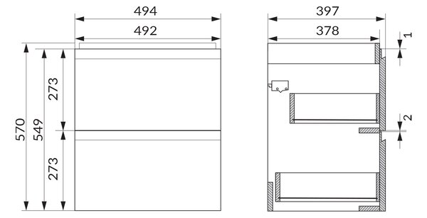 Cersanit Moduo skříňka 49.4x39.7x57 cm pod umyvadlo závěsná béžová S590-102-DSM