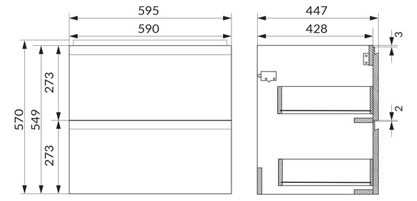 Cersanit Moduo skříňka 59.5x44.7x57 cm pod umyvadlo závěsná béžová S590-103-DSM