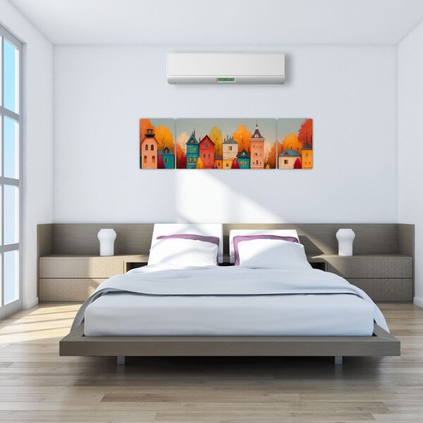 Obraz - Podzimní vesnice (170x50 cm)