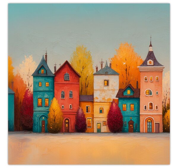 Obraz - Podzimní vesnice (30x30 cm)