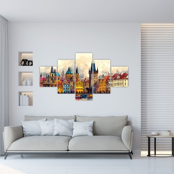 Obraz - Podzim v malovaném městě (125x70 cm)