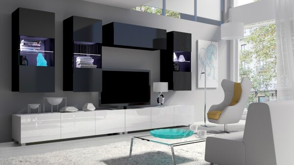 Gibmeble obývací stěna Calabrini 5 + barevné provedení černobílá