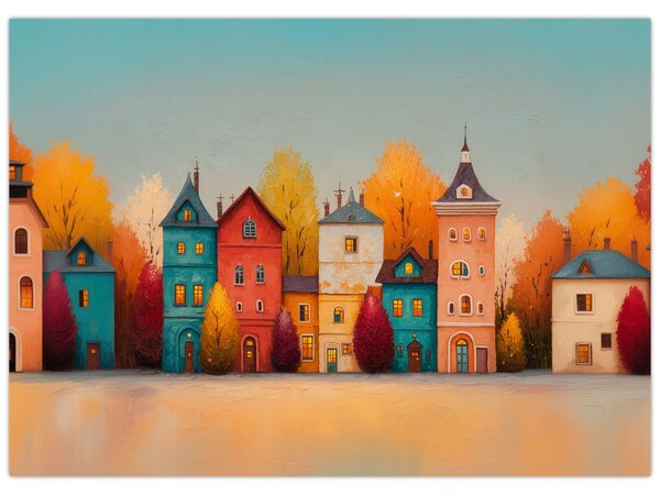 Obraz - Podzimní vesnice (70x50 cm)
