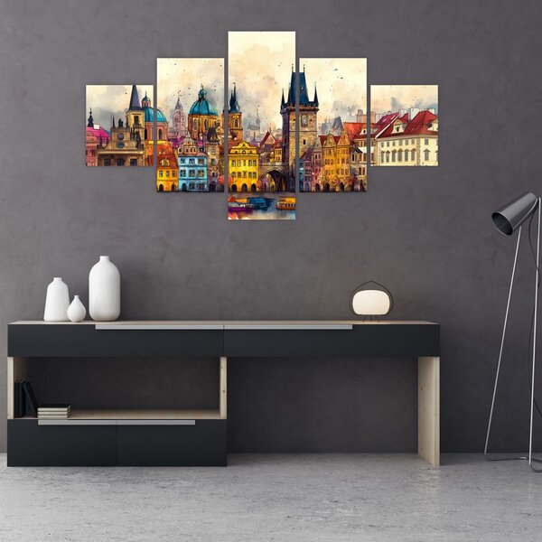 Obraz - Podzim v malovaném městě (125x70 cm)