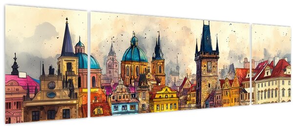 Obraz - Podzim v malovaném městě (170x50 cm)