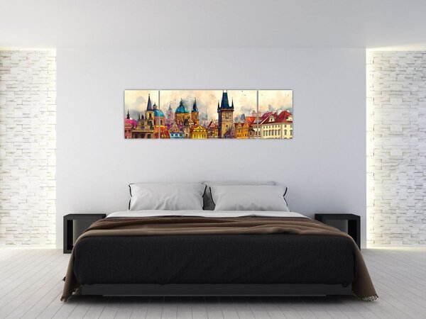 Obraz - Podzim v malovaném městě (170x50 cm)