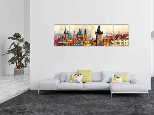 Obraz - Podzim v malovaném městě (170x50 cm)