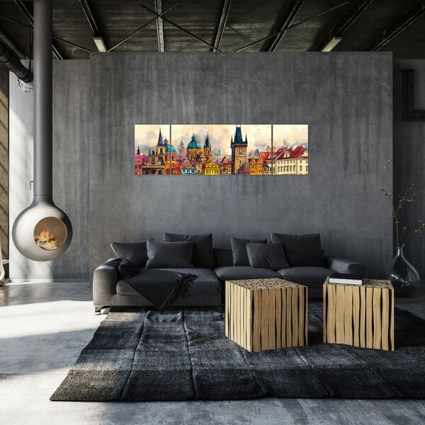 Obraz - Podzim v malovaném městě (170x50 cm)