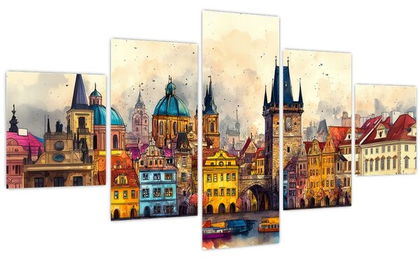 Obraz - Podzim v malovaném městě (125x70 cm)