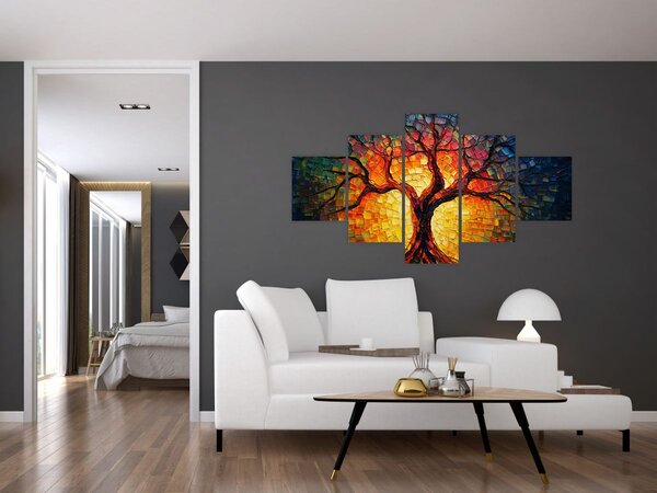 Obraz - Strom života v mozaice (125x70 cm)