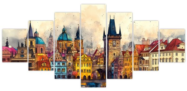 Obraz - Podzim v malovaném městě (210x100 cm)