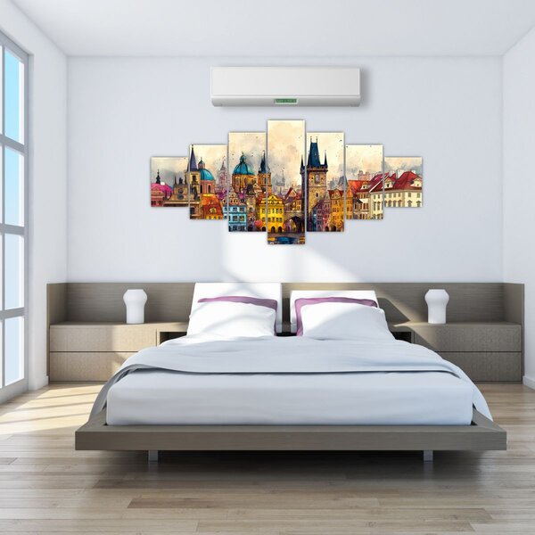 Obraz - Podzim v malovaném městě (210x100 cm)
