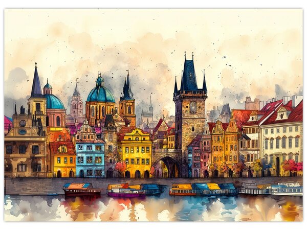 Obraz - Podzim v malovaném městě (70x50 cm)