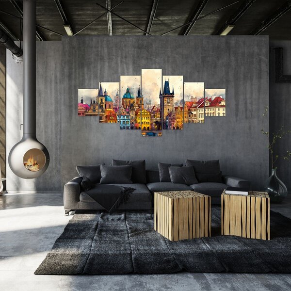 Obraz - Podzim v malovaném městě (210x100 cm)