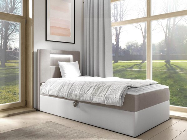 Kontinentální jednolůžková postel Junior Ribezo 1, Strana: levá, Rozměr postele: 80x200, Barva:: ekokoža Soft 017 (biała) + Fresh 04 5903211193545