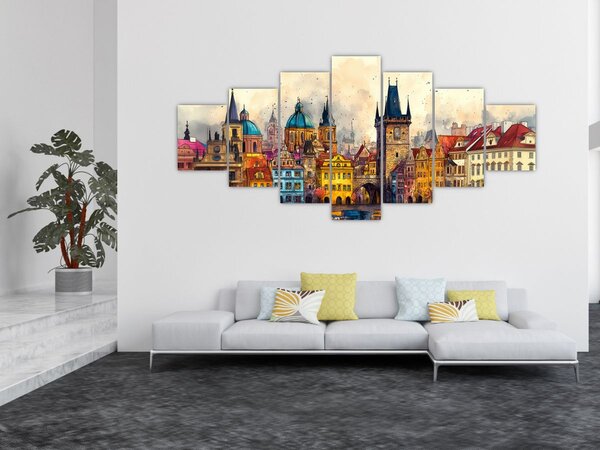 Obraz - Podzim v malovaném městě (210x100 cm)