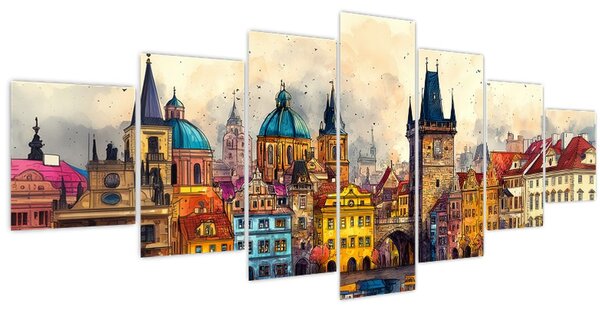 Obraz - Podzim v malovaném městě (210x100 cm)