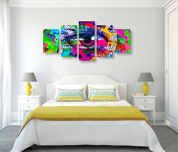 5-dílný obraz lidské oko v pop-art stylu