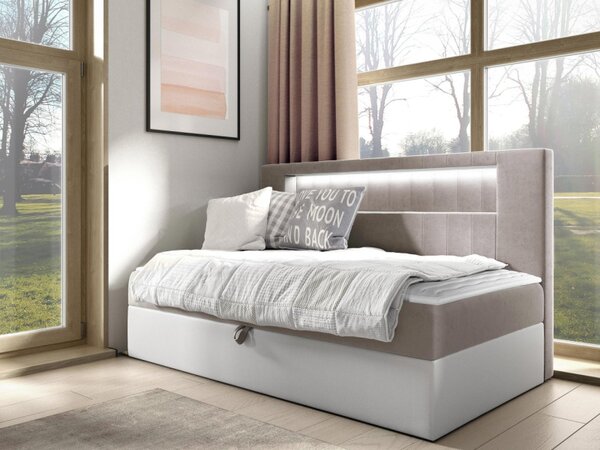 Kontinentální jednolůžková postel Junior Ribezo 2, Rozměr postele: 80x200, Barva:: ekokoža Soft 017 (biała) + Fresh 04 5903211193842