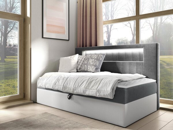 Kontinentální jednolůžková postel Junior Ribezo 2, Rozměr postele: 80x200, Barva:: ekokoža Soft 017 (biała) + Fresh 04 5903211193842