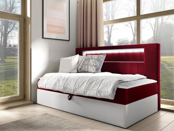 Kontinentální jednolůžková postel Junior Ribezo 2, Rozměr postele: 80x200, Barva:: ekokoža Soft 017 (biała) + Fresh 04 5903211193842