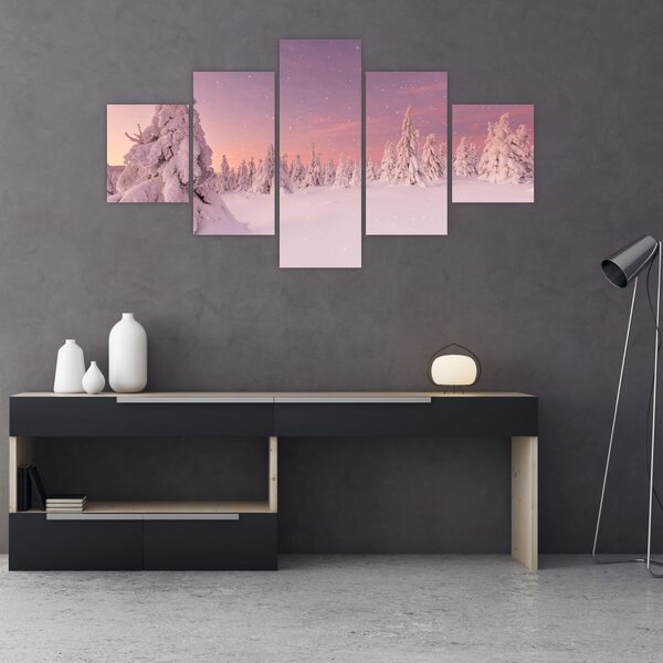 Obraz - Stromy pod sněhovou přikrývkou (125x70 cm)