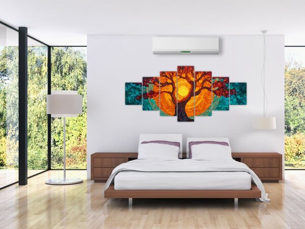 Obraz - Strom života a slunce v mozaice (210x100 cm)