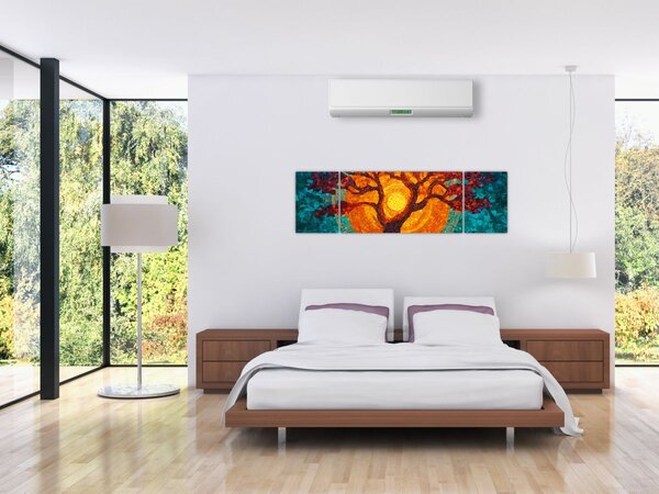 Obraz - Strom života a slunce v mozaice (170x50 cm)