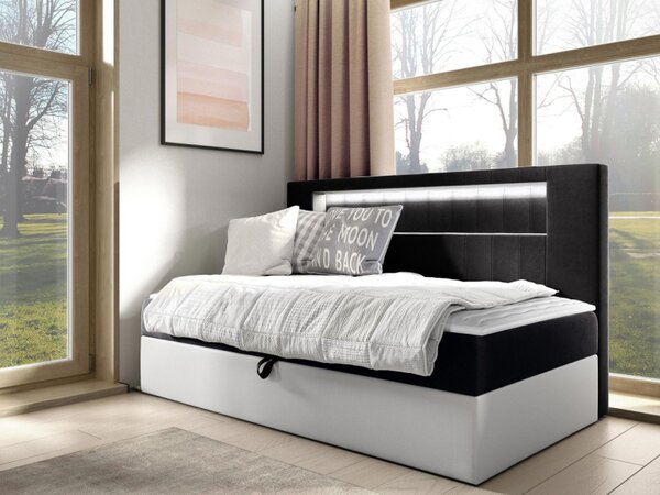 Kontinentální jednolůžková postel Junior Ribezo 2, Rozměr postele: 80x200, Barva:: ekokoža Soft 017 (biała) + Fresh 04 5903211193842