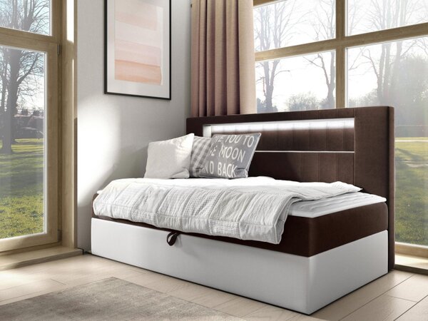 Kontinentální jednolůžková postel Junior Ribezo 2, Rozměr postele: 80x200, Barva:: ekokoža Soft 017 (biała) + Fresh 04 5903211193842