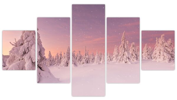 Obraz - Stromy pod sněhovou přikrývkou (125x70 cm)