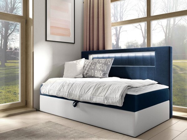 Kontinentální jednolůžková postel Junior Ribezo 2, Rozměr postele: 80x200, Barva:: ekokoža Soft 017 (biała) + Fresh 04 5903211193842