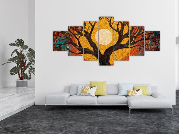 Obraz - Slunce v koruně stromu života (210x100 cm)