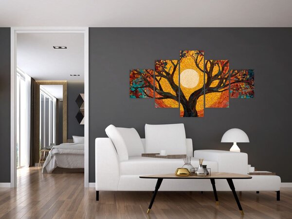 Obraz - Slunce v koruně stromu života (125x70 cm)
