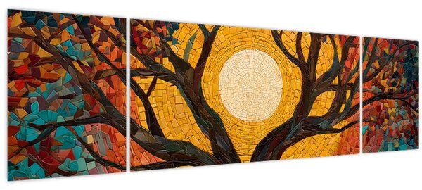 Obraz - Slunce v koruně stromu života (170x50 cm)