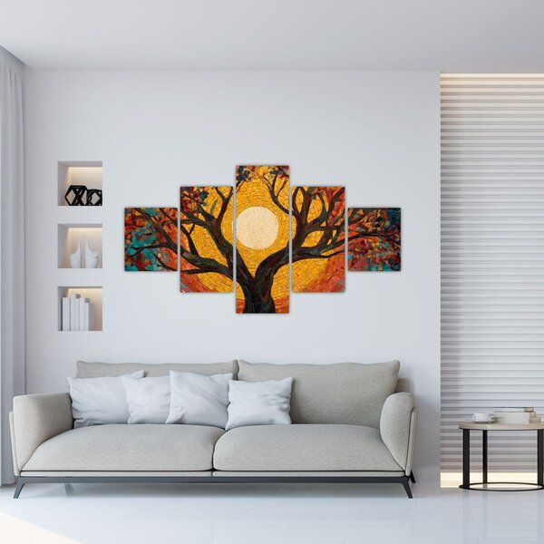 Obraz - Slunce v koruně stromu života (125x70 cm)