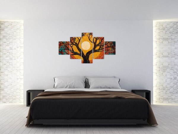 Obraz - Slunce v koruně stromu života (125x70 cm)