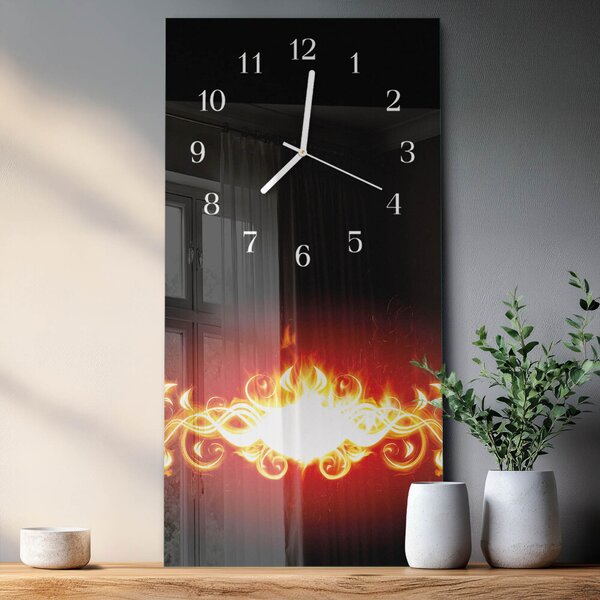 Skleněné hodiny vertikální Ohnivý květ zsppb-30x60-00079467