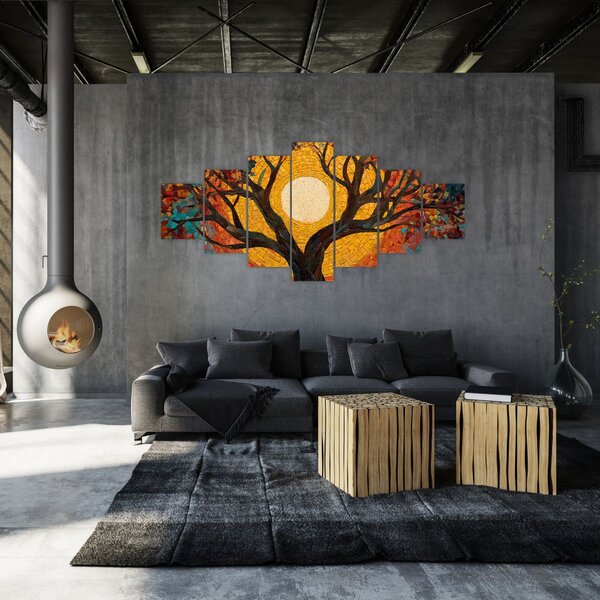 Obraz - Slunce v koruně stromu života (210x100 cm)