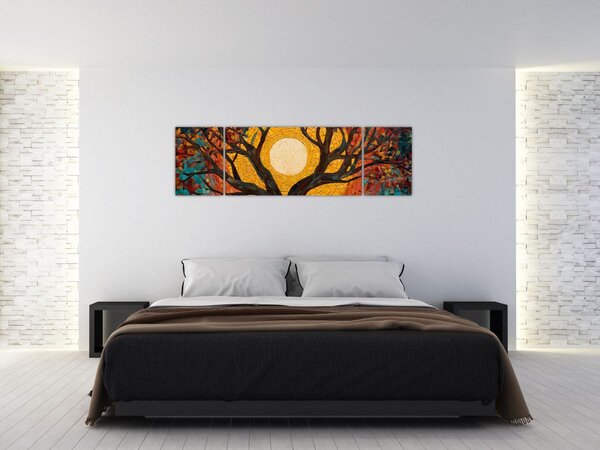 Obraz - Slunce v koruně stromu života (170x50 cm)